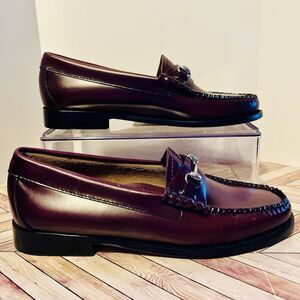 GH Bass Weejuns Lianna Bit Women 6 M Wine Leather Loafers Silver Chain Preppy